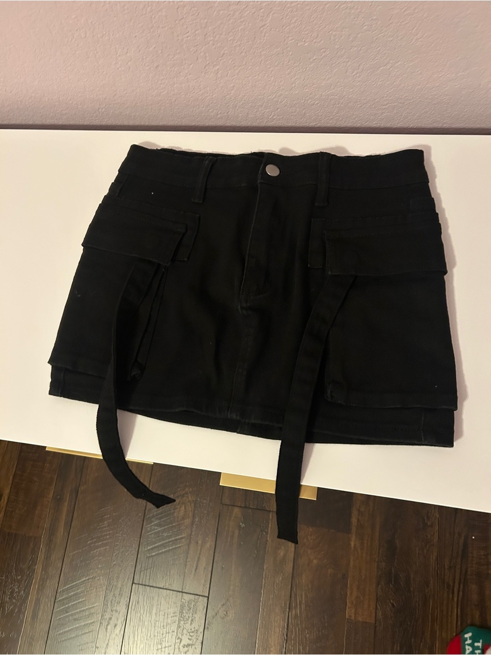 Black Women's Utility Mini Skirt Shorts